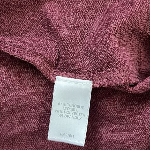 J Jill Luxe Tencel Draped Open Front Cardigan Size M Red Loungewear Travel - Picture 6 of 7